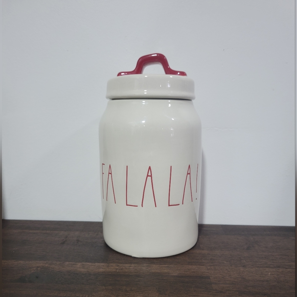 Rae Dunn Fa La La! Medium Canister